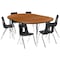 Flash Furniture 76" Oval Wave Oak Table Set-18" Stack Chairs XU-GRP-18CH-A3048CON-48-OAK-T-A-GG - alternate 5